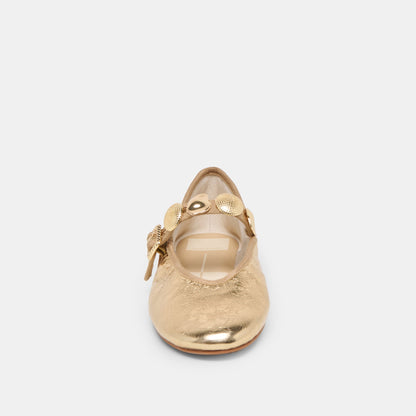 Relan Gold Distressed Leather Ballet Flats - Dolce Vita