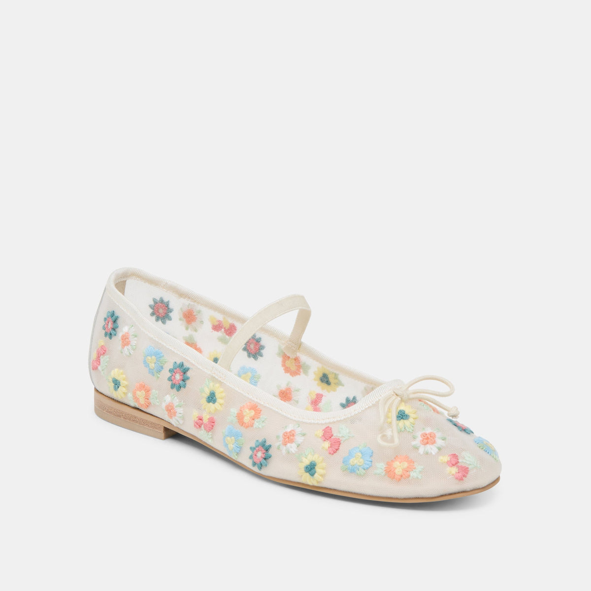 CADEL FLORAL BALLET FLATS IVORY FLORAL MESH - Dolce Vita