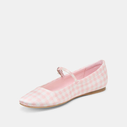 Reyes X Byrdie Golf Pink Plaid Gingham Ballet Flats - Dolce Vita