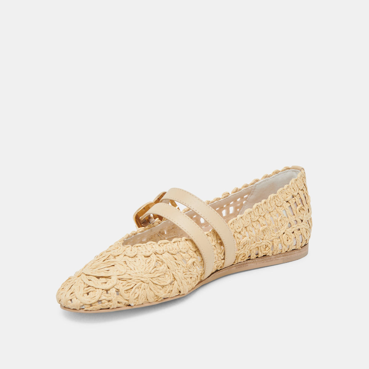 BAYLEE SUNFLOWER WIDE BALLET FLATS LT NATURAL MACRAME - Dolce Vita