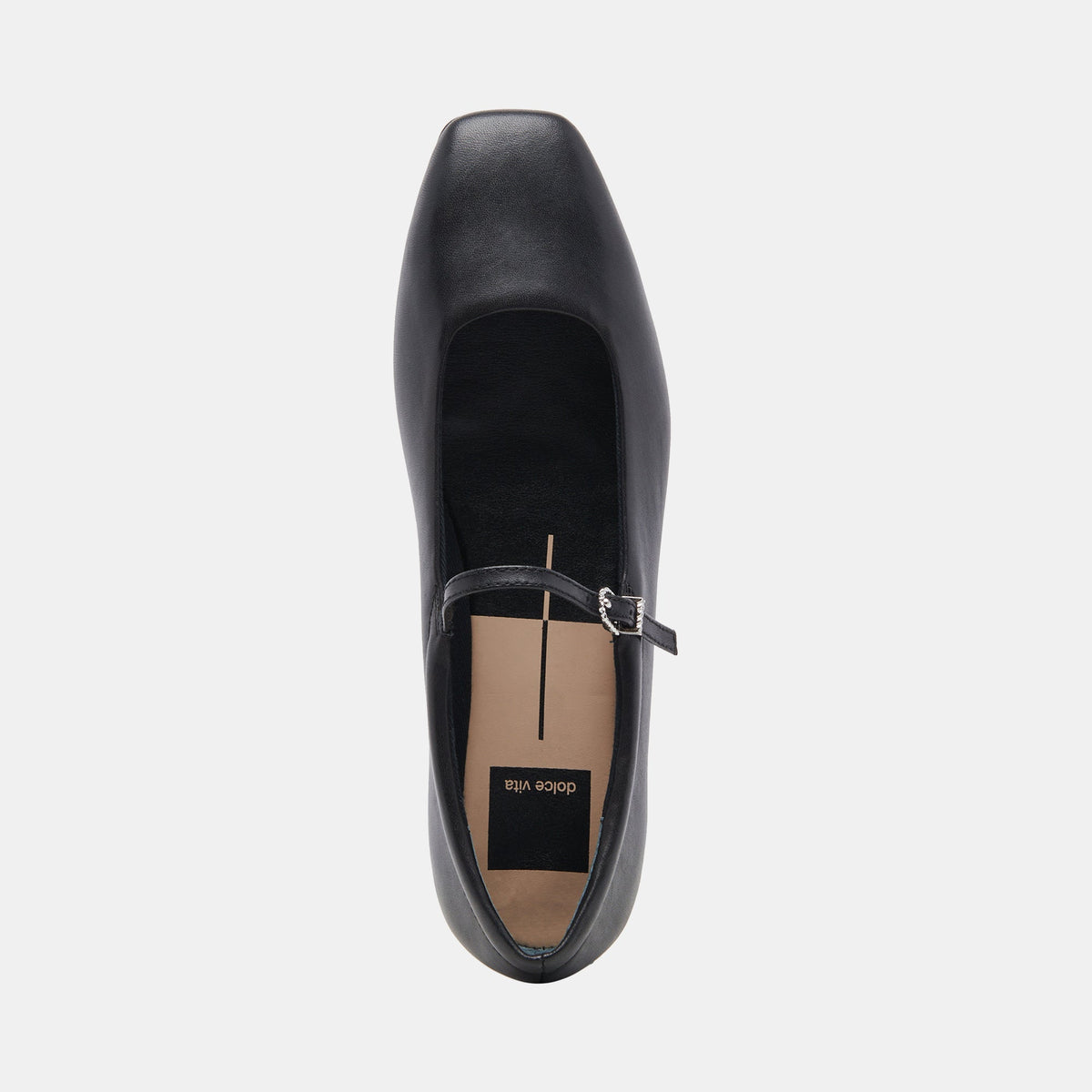 Reyes Wide Ballet Flats Black Leather - Dolce Vita