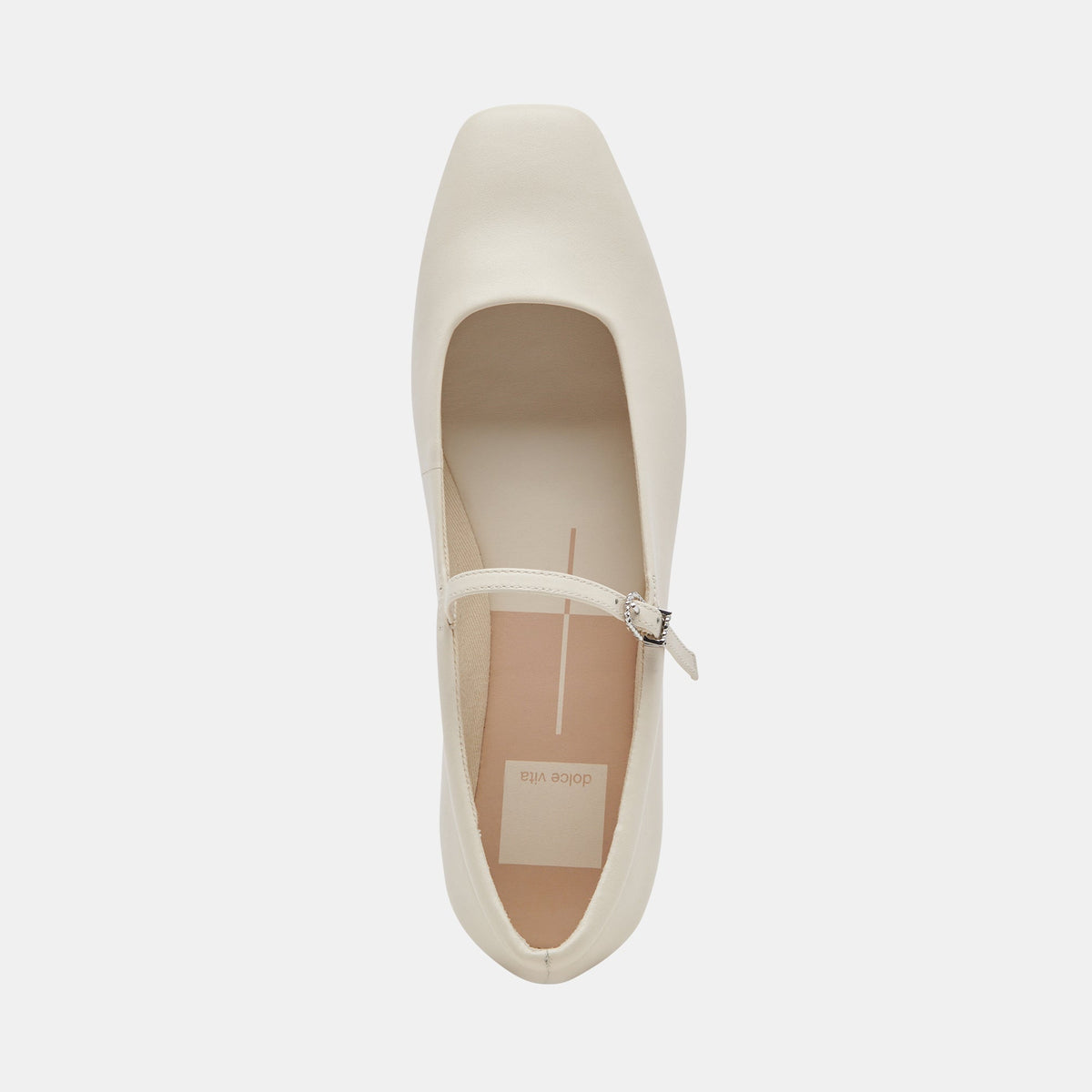 Reyes Wide Ballet Flats Ivory Leather - Dolce Vita