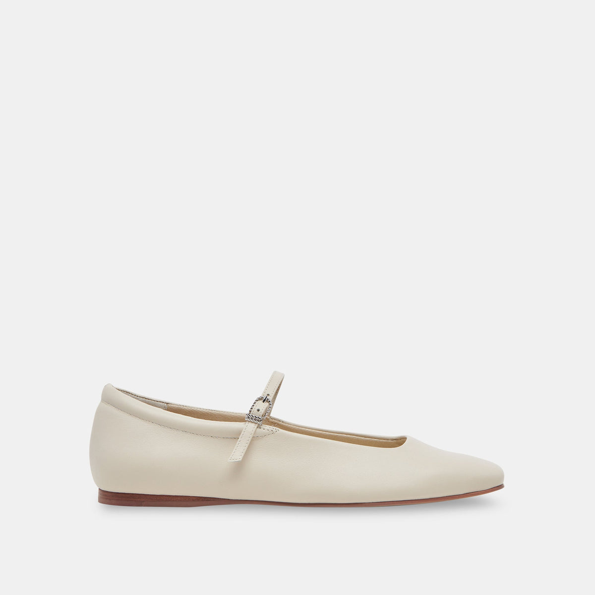 Reyes Wide Ballet Flats Ivory Leather - Dolce Vita