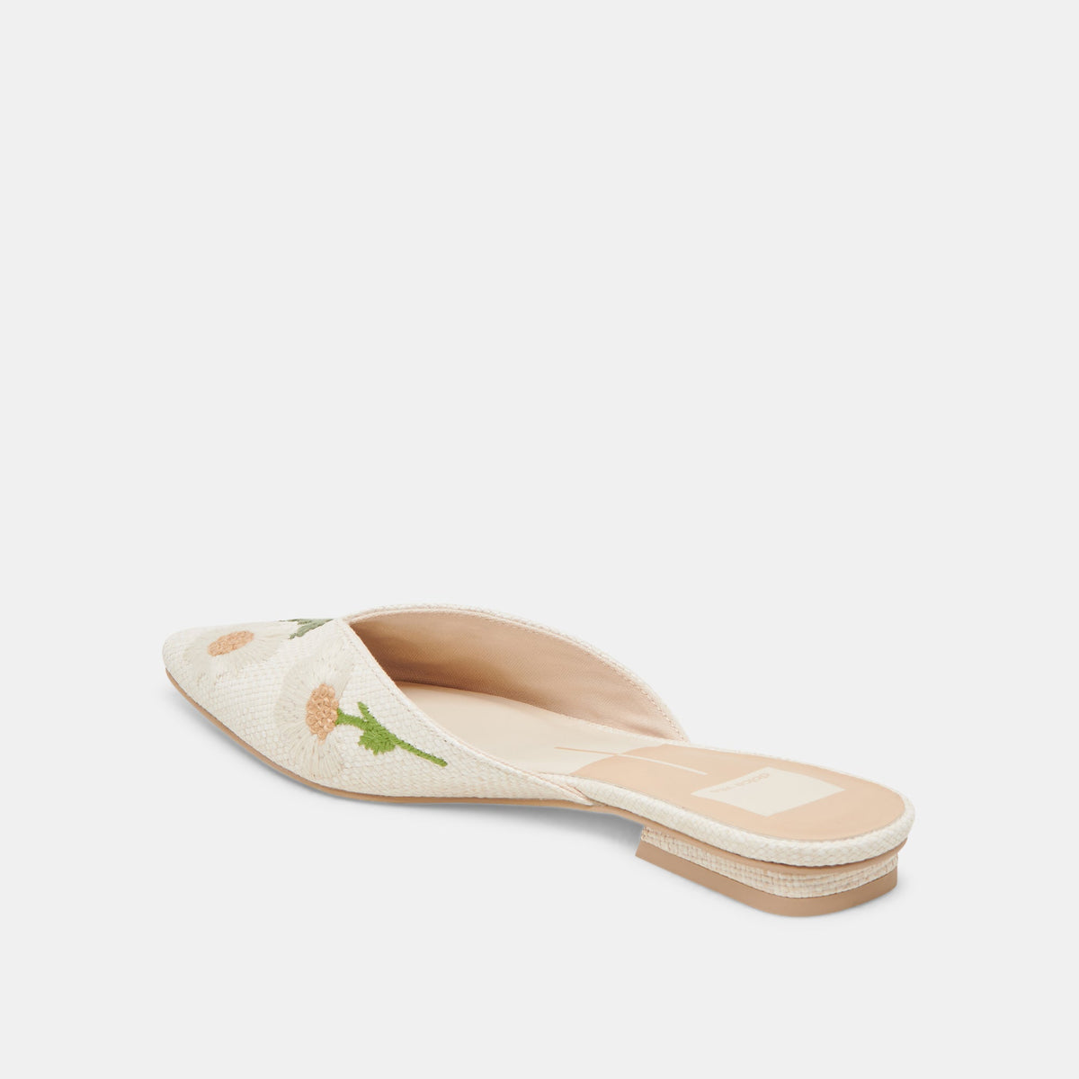 ELM FLATS WHITE FLORAL RAFFIA - Dolce Vita