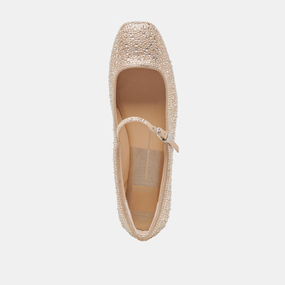 REYES CRYSTAL BALLET FLATS LIGHT GOLD CRYSTAL - Dolce Vita