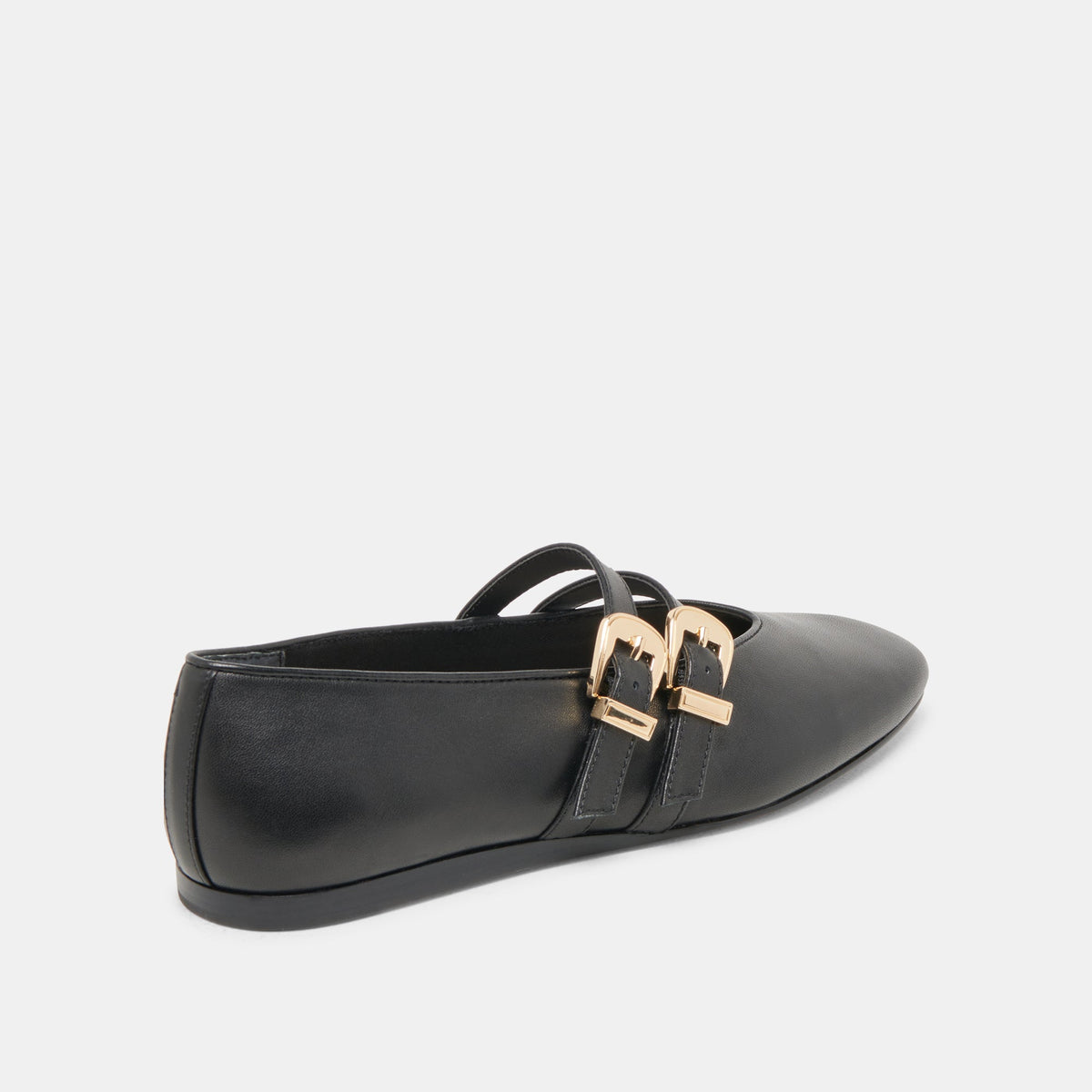 BAYLEE WIDE BALLET FLATS BLACK LEATHER - Dolce Vita