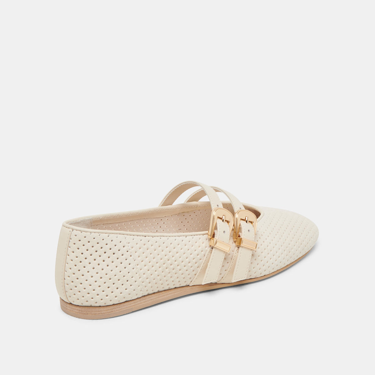 Baylee Wide Bone Perforated Suede Ballet Flats - Dolce Vita