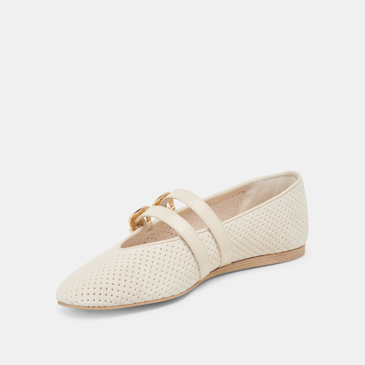 Baylee Wide Bone Perforated Suede Ballet Flats - Dolce Vita