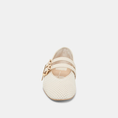 Baylee Wide Bone Perforated Suede Ballet Flats - Dolce Vita