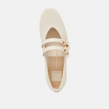 Baylee Wide Bone Perforated Suede Ballet Flats - Dolce Vita