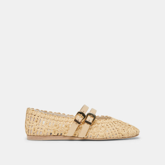 BAYLEE SUNFLOWER BALLET FLATS LT NATURAL MACRAME - Dolce Vita