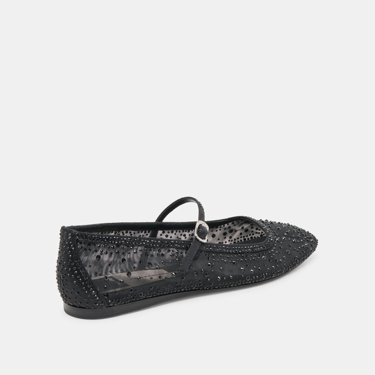 REYES CRYSTAL BALLET FLATS BLACK MESH - Dolce Vita