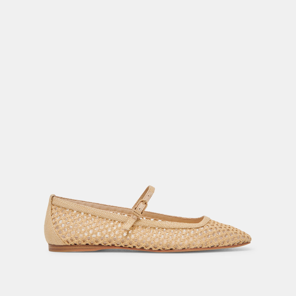 REYES WIDE BALLET FLATS LT NATURAL WOVEN RAFFIA - Dolce Vita
