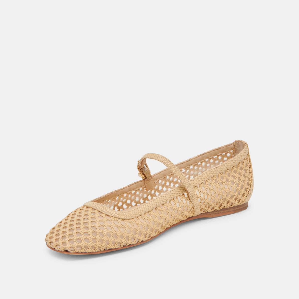 REYES WIDE BALLET FLATS LT NATURAL WOVEN RAFFIA - Dolce Vita