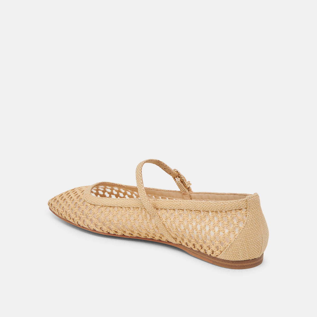 REYES WIDE BALLET FLATS LT NATURAL WOVEN RAFFIA - Dolce Vita