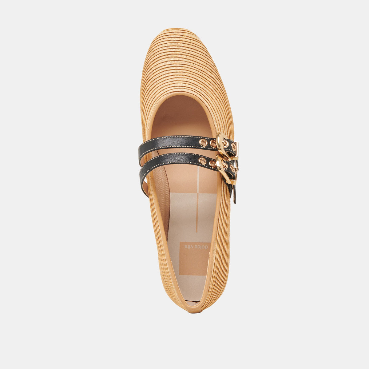 BAYLEE WIDE BALLET FLATS NATURAL RAFFIA - Dolce Vita
