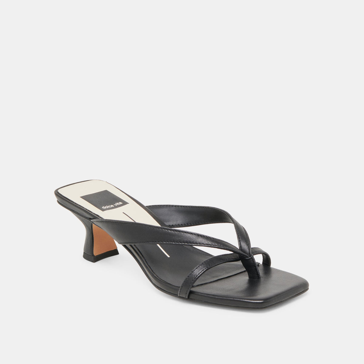 BREVEL HEELS ONYX LEATHER - Dolce Vita