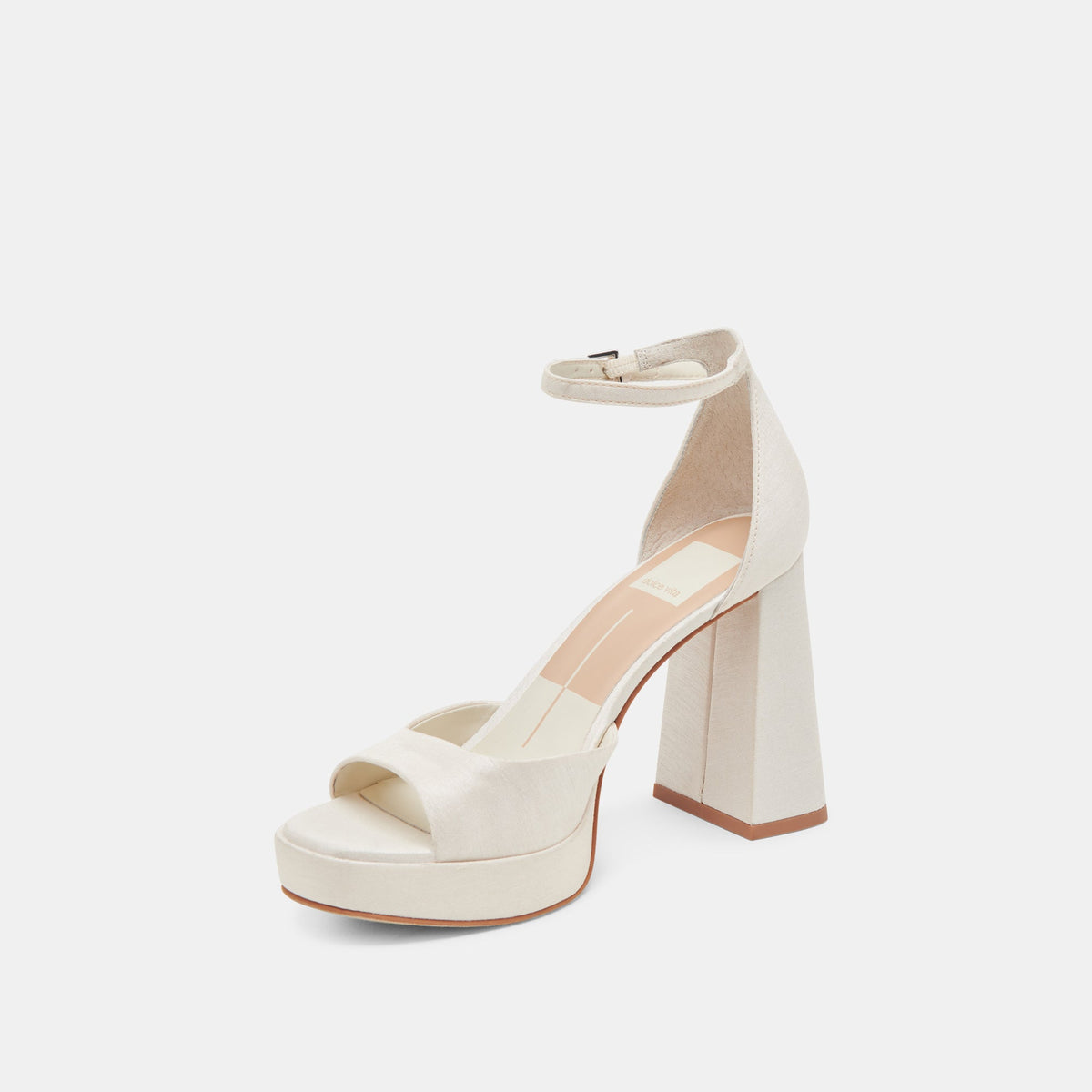 PANDRO WIDE HEELS WHITE SATIN - Dolce Vita