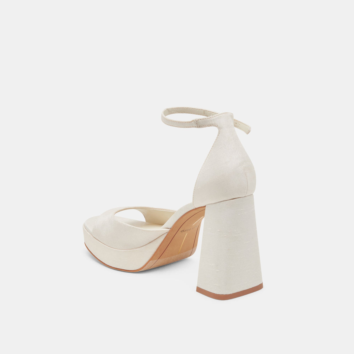 PANDRO WIDE HEELS WHITE SATIN - Dolce Vita