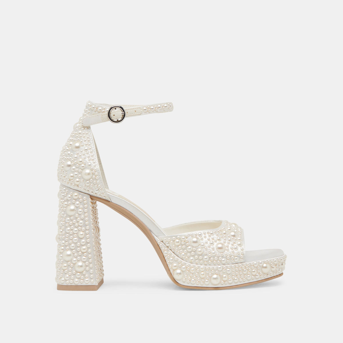 PANDRO PEARL HEELS TRUE WHITE SATIN - Dolce Vita