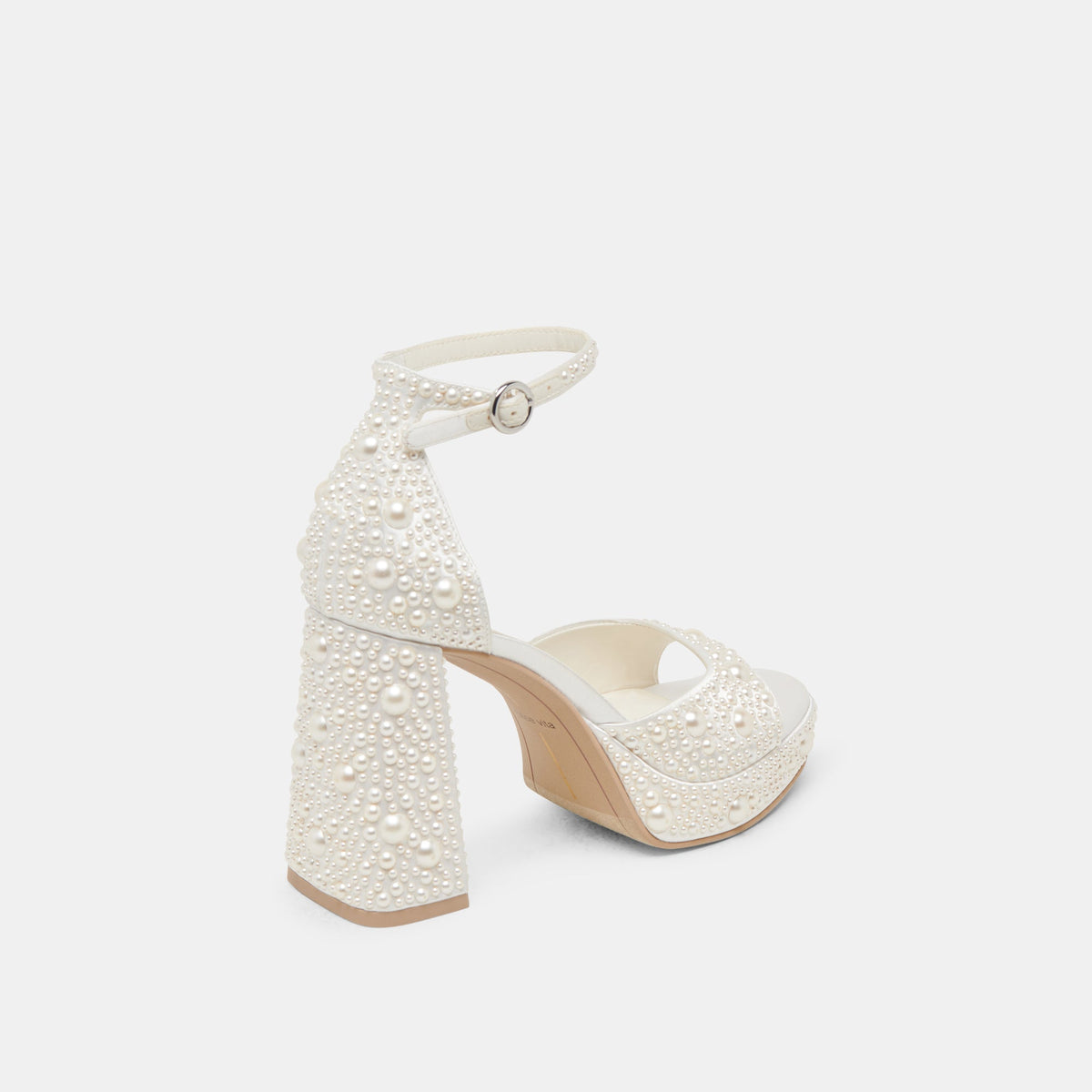 PANDRO PEARL HEELS TRUE WHITE SATIN - Dolce Vita