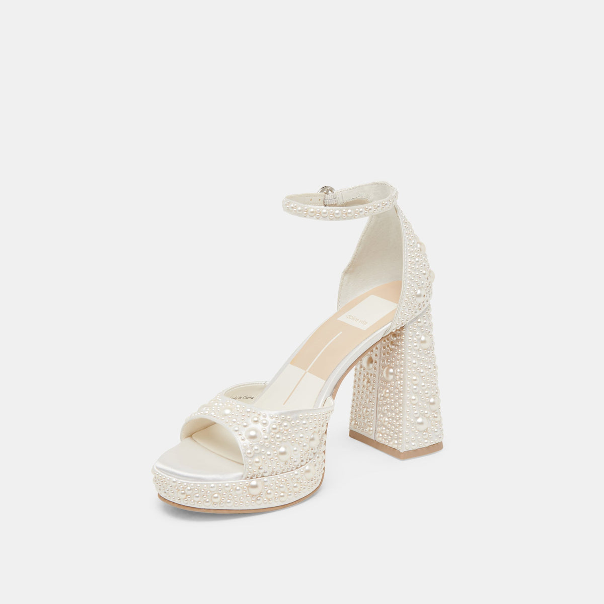 PANDRO PEARL HEELS TRUE WHITE SATIN - Dolce Vita