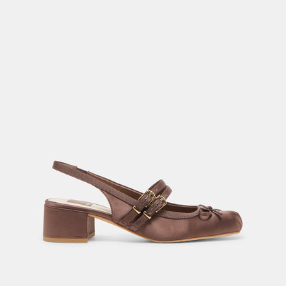 Loris Mahogany Satin Heels - Dolce Vita