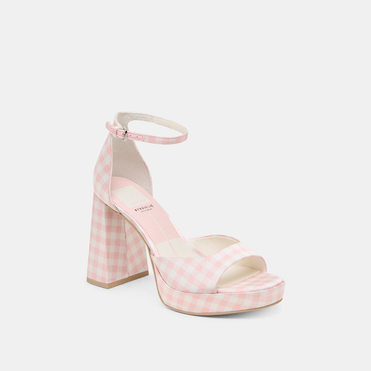 Reyes X Byrdie Golf Pink Plaid Gingham Heels - Dolce Vita
