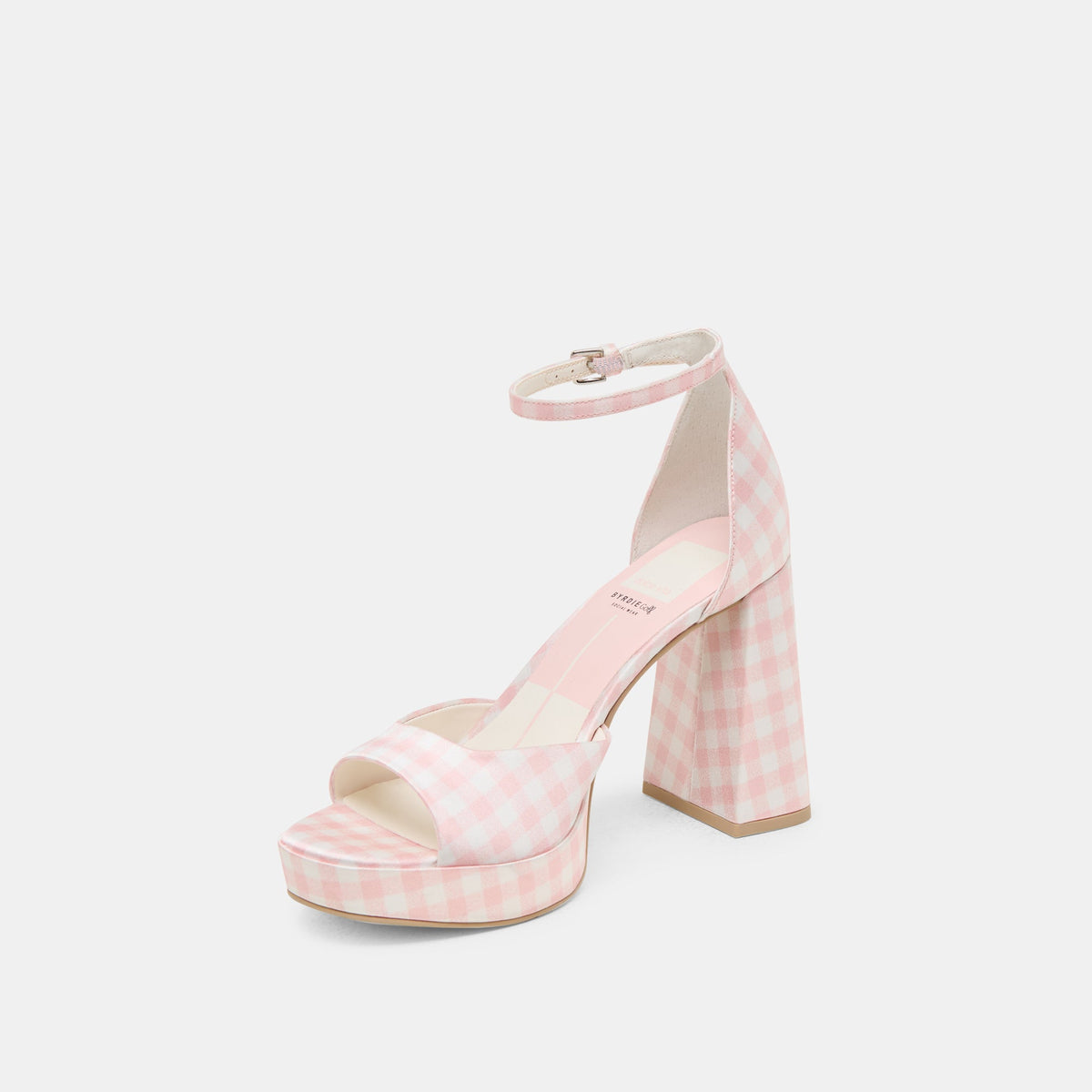 Reyes X Byrdie Golf Pink Plaid Gingham Heels - Dolce Vita