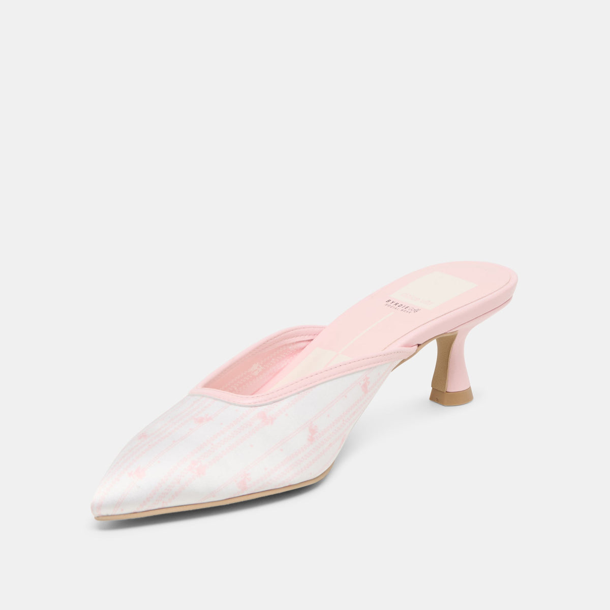 Cleo X Byrdie Gold Pink Floral Satin Heels - Dolce Vita