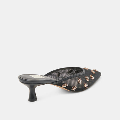 CLARA WIDE HEELS BLACK MESH - Dolce Vita