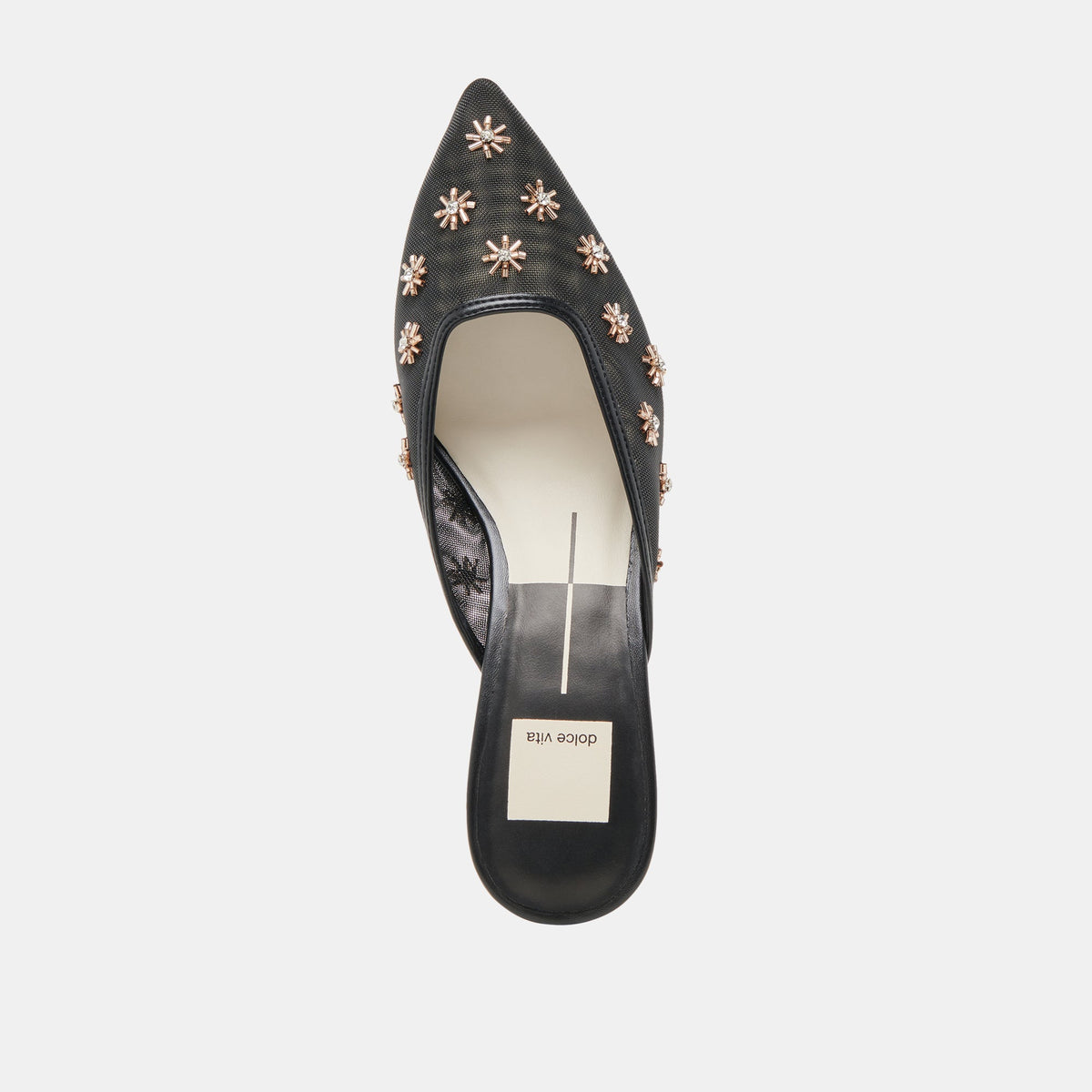 CLARA WIDE HEELS BLACK MESH - Dolce Vita