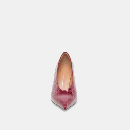 Midge Burgundy Croco Embossed Leather Heels - Dolce Vita