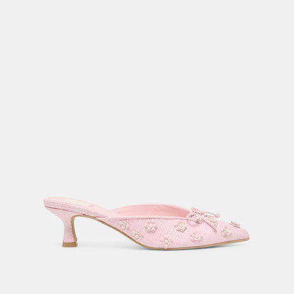 Camilo X Byrdie Golf Pink Raffia Wide Heels - Dolce Vita