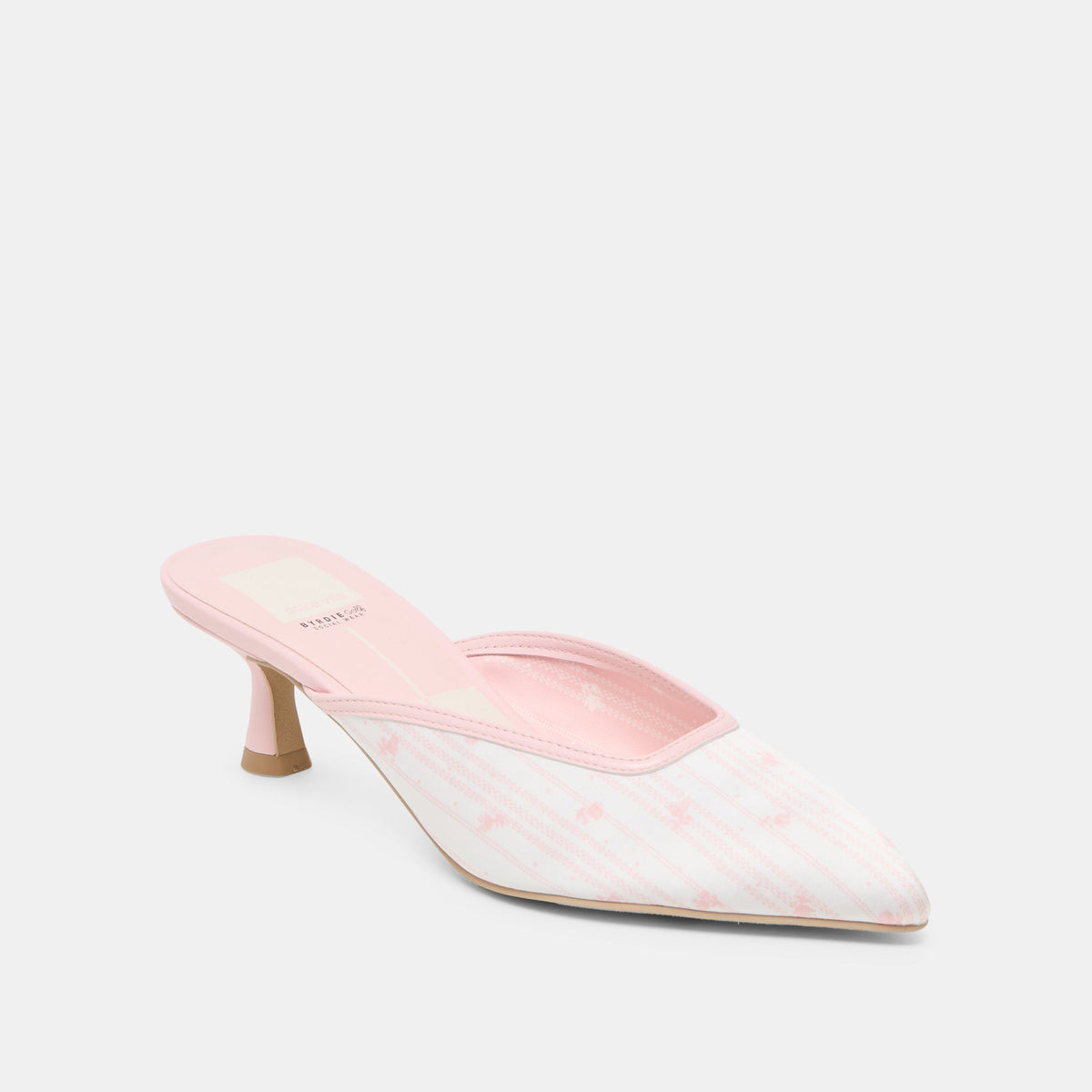 Cleo X Byrdie Golf Pink Floral Satin Wide Heels - Dolce Vita