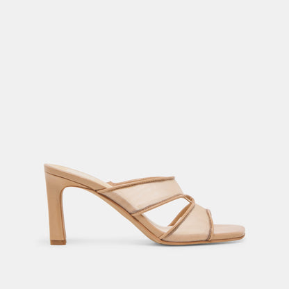 Gitel Wide Light Tan Mesh Heels - Dolce Vita