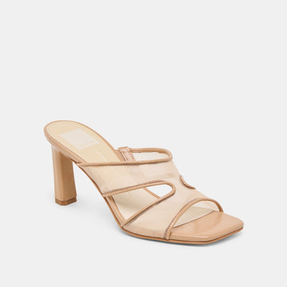 Gitel Wide Light Tan Mesh Heels - Dolce Vita