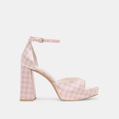 Pandro X Byrdie Golf Pink Plaid Gingham Wide Heels - Dolce Vita