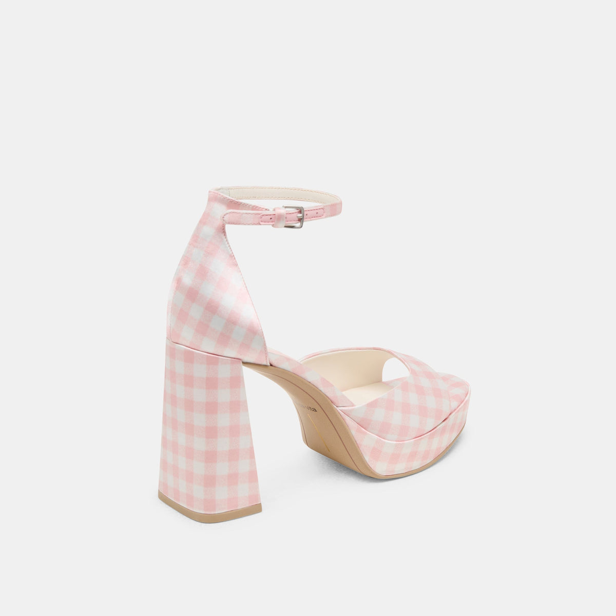 Pandro X Byrdie Golf Pink Plaid Gingham Wide Heels - Dolce Vita