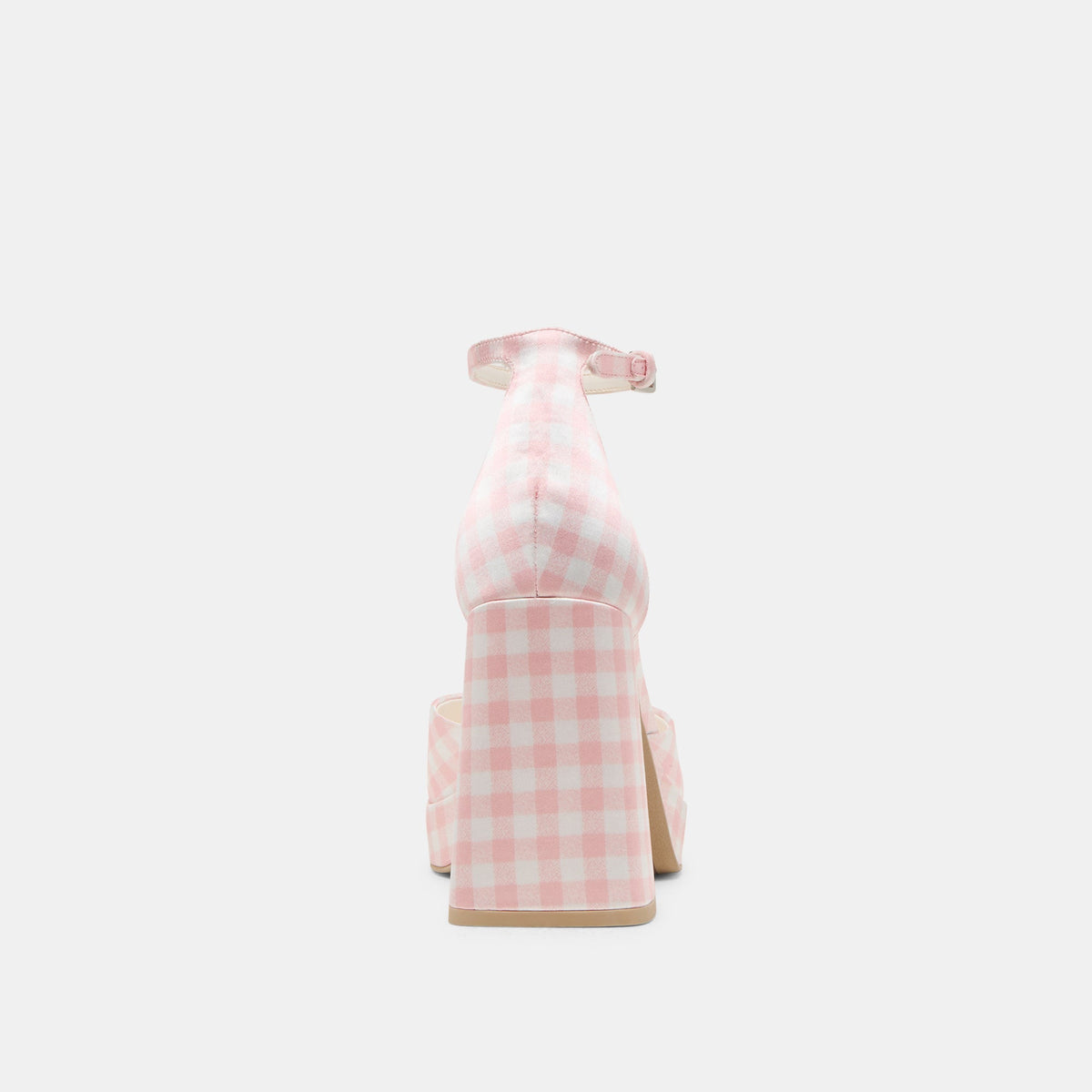 Pandro X Byrdie Golf Pink Plaid Gingham Wide Heels - Dolce Vita