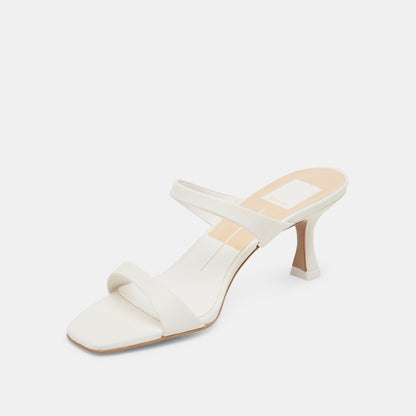Genora Wide White Leather Heels - Dolce Vita
