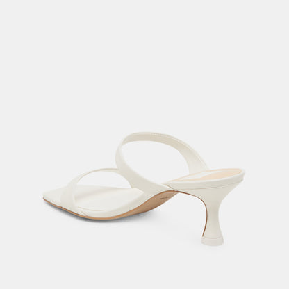 Genora Wide White Leather Heels - Dolce Vita