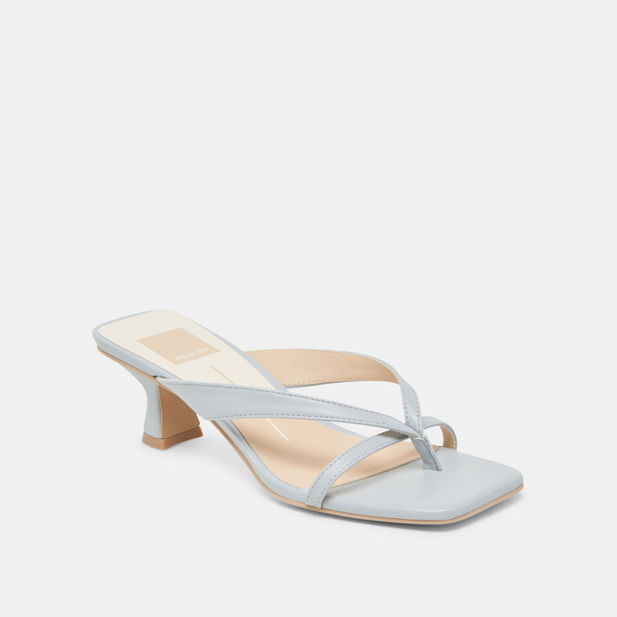 BREVEL WIDE HEELS LIGHT BLUE LEATHER - Dolce Vita