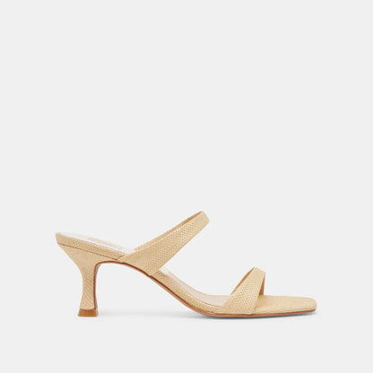 Genora Wide Lt Natural Woven Raffia Heels - Dolce Vita
