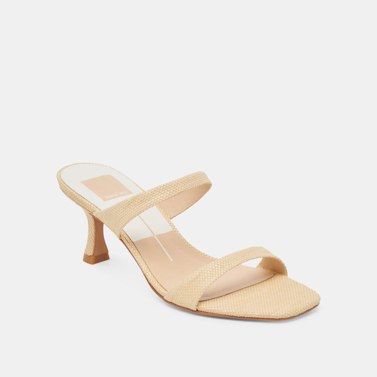 Genora Wide Lt Natural Woven Raffia Heels - Dolce Vita