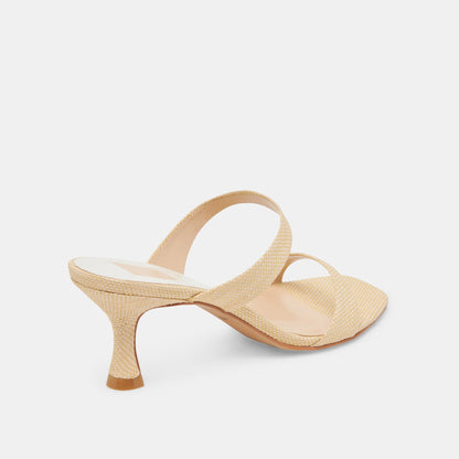 Genora Wide Lt Natural Woven Raffia Heels - Dolce Vita