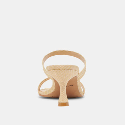 Genora Wide Lt Natural Woven Raffia Heels - Dolce Vita