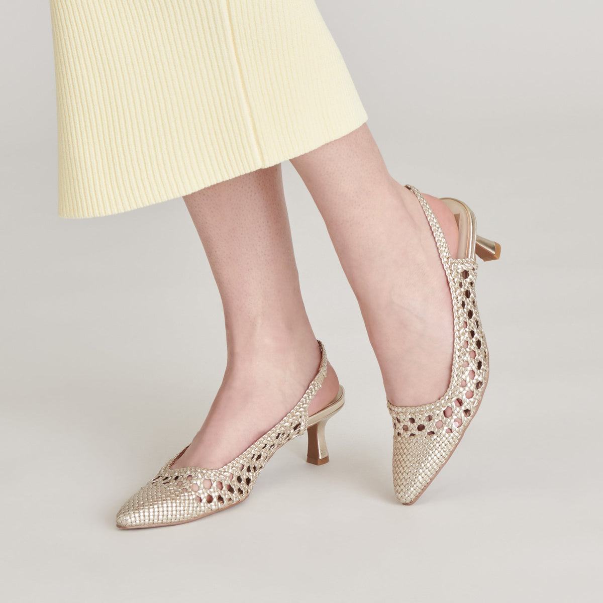 OLYMPA HEELS LIGHT GOLD METALLIC STELLA - Dolce Vita