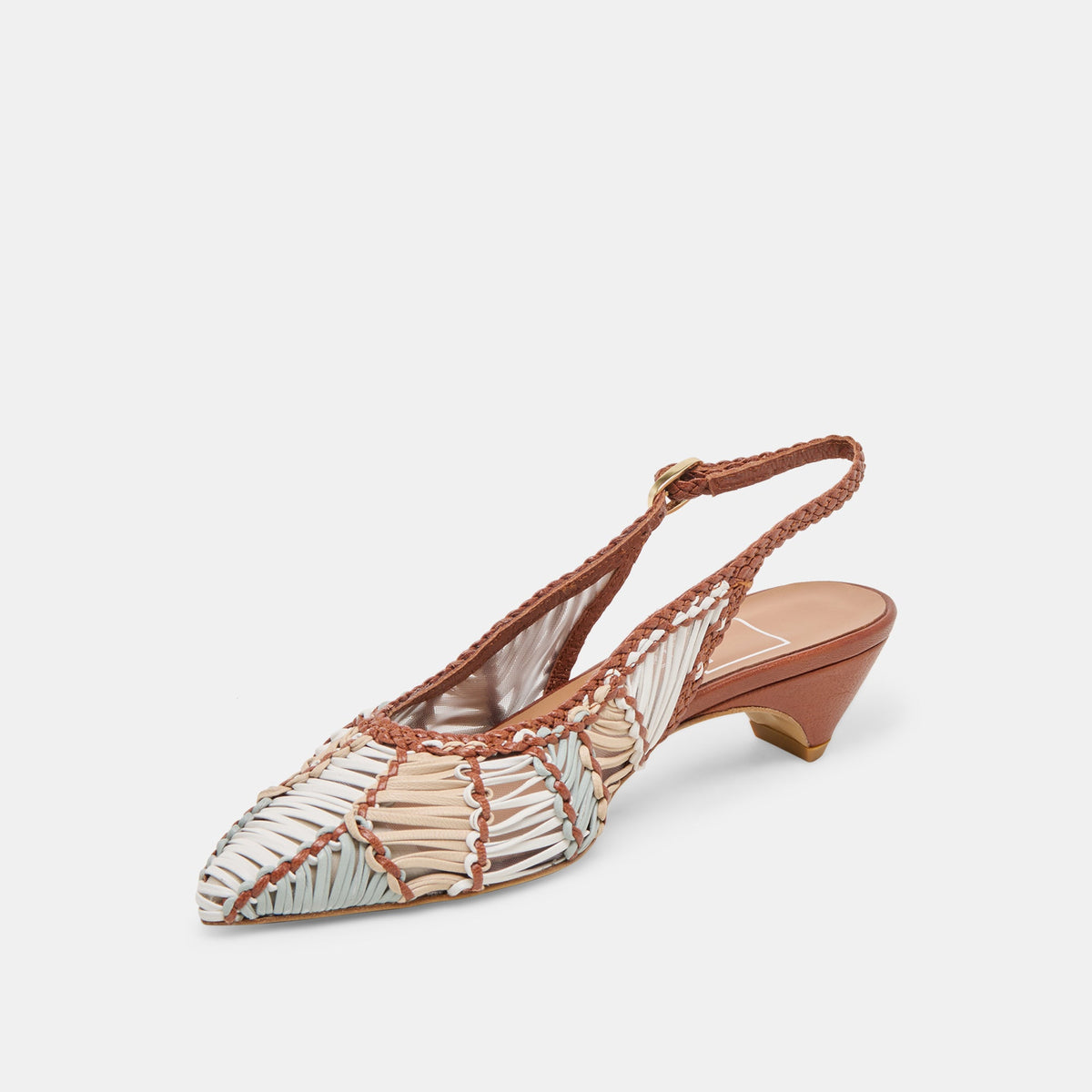 Dafney Tan Multi Woven Leather Heels - Dolce Vita