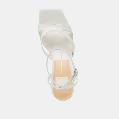 BECKI WIDE HEELS TRUE WHITE LEATHER - Dolce Vita